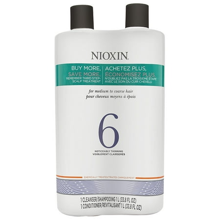 Nioxin System 6 - Clnsr And Scalp Therapy Duo For Medium To Coarse Noticeably Thinning, Chemically Treated Hair 1L Ea / 33.8 Oz