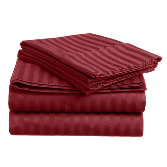 Extra Soft Brushed Fabric Deep Pocket 1800 Series Luxury 3-Piece Stripe Sheet Set (Twin XL, Burgundy)