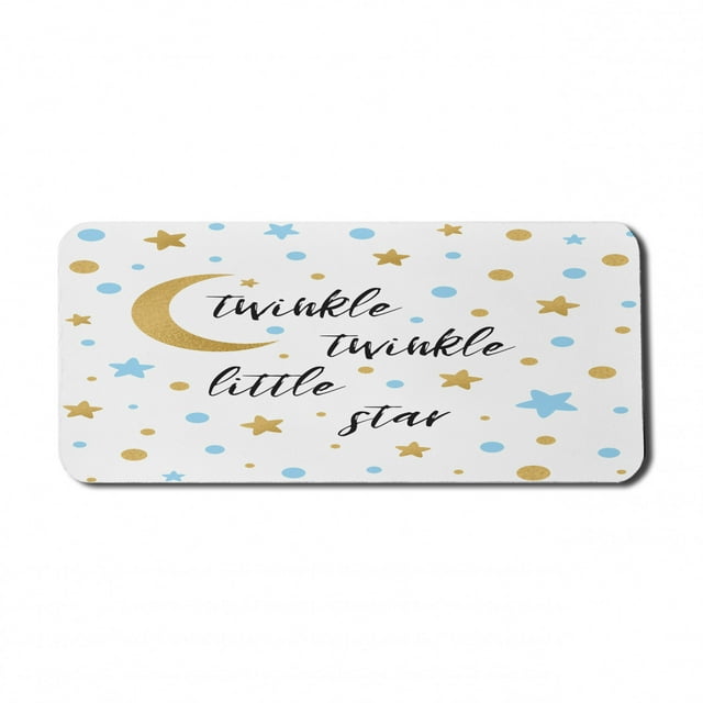 Cartoon Computer Mouse Pad, Bed Time Lullaby Concept Stars Circles and Crescent, Rectangle Non-Slip Rubber Mousepad X-Large, 35" x 15" Gaming Size, Blue Dark Yellow, by Ambesonne