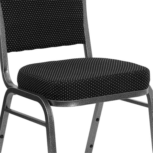 BOWERY HILL Fabric/Metal Crown Back Banquet Stacking Chair in Silver/Black