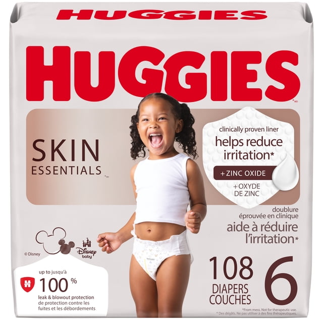 Huggies Skin Essentials Baby Diapers, Size 6 (35+ lbs), 108 Count