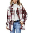 thumbnail image 2 of Baberdicy Women's Flannel Shacket, Thickened Plaid Long Sleeve Shirt Jacket for Casual Style , Plaid Flannel Shacket, Fleece-Lined Fall Shirt, Casual Outdoorshirt Red S, 2 of 4