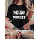thumbnail image 1 of [Whimsical Style] Women's Casual Crew Neck T-Shirt with Bees Print, Cotton 95% Spandex 5% Knit Fabric, Medium Stretch, all Season Fashion Top, Ladies T Shirts, 1 of 6