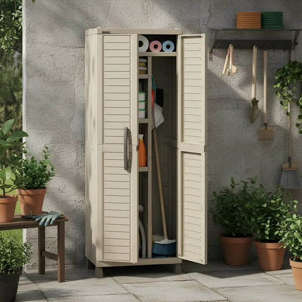 Bodega Cobertizo Organizador Almacenamiento Estante Grande Multiusos Plástico ideal para Exterior RIMAX
