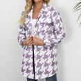 thumbnail image 1 of Puntoco, top de solapa para mujer, manga larga, patrón de mil pájaros, abrigo de lana estampado, abrigo/chaqueta informal de manga larga sin capucha Puntoco Puntoco-1408, 1 of 8