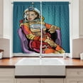 thumbnail image 2 of Ambesonne Astronaut Kitchen Curtains, Space Lady Purse, 55"x39", Petrol Blue Multicolor, 2 of 3