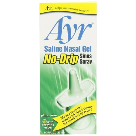 Ayr Saline Nasal Gel No-drip Sinus Spray With Soothing Aloe Vera, 0.75 Ounce Spray