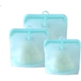 thumbnail image 1 of Sacs de Rangement Alimentaires Réutilisables, Silicone de Qualité Alimentaire 100 %, Cuisson, Stockage, Micro-Ondes et Congélateur Sûrs, Ensemble de 3, Tailles 16oz+32oz+48oz, 1 of 7