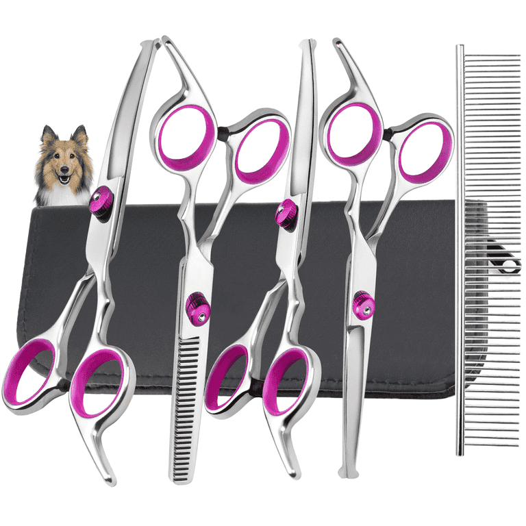 Xueyu Professional Dog Grooming Scissors Kit, 6-in-1, Pink photo 1