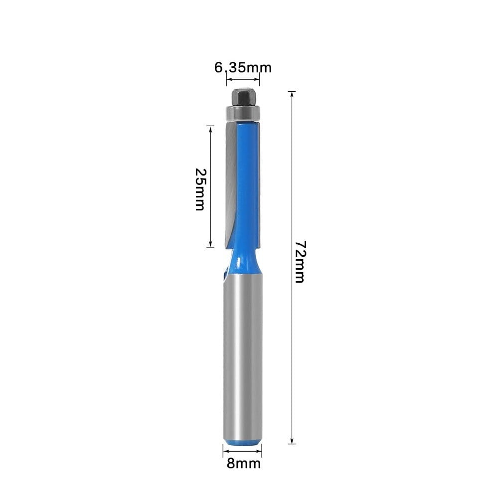 Uxcell Flush Trim Router Bit - 1/2" Shank, 1/4" Cutting Dia., 25mm Depth, HSS With Bearing