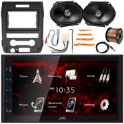 JVC KW-M180BT Double DIN 6.8" Touchscreen Bluetooth USB Digital Multimedia Receiver w/ Install Kit, 2x 6x8" 300W Max 2-Way Speakers, Wiring Harness, Antenna Adapter, Antenna, Wire, Pry Tool Set