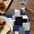 thumbnail image 3 of Navy Blue Black Geometric Round 13 Inch Placemats Set of 8, Modern Abstract Art Block HeatResistant Non Slip Place Mats for Dining Table, Wipeable Braided Kitchen Table Mats for Housewarming, 3 of 9