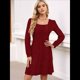 thumbnail image 4 of Vestido Estilo Babydoll Informal de Otoño con Cuello Cuadrado y Larga para Mujer. Vino Tinto XXL, 4 of 7