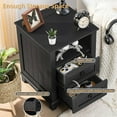 thumbnail image 3 of 2 Pcs Joaxswe Nightstands with Charging Station, Farmhouse Rustic Bedside Tables with 2 Drawers & Open Shelf for Bedroom, Living Room, Adult End Table Black, 3 of 8