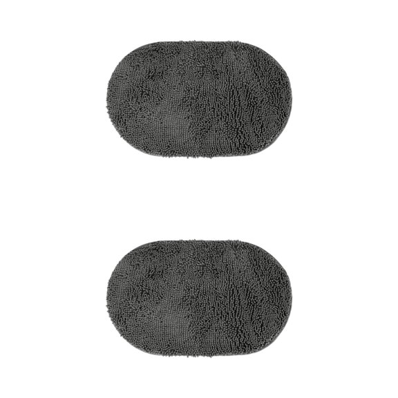 Unique Bargains 2 Pcs Oval Plush Mat Non Slip Washable Rug Grey 16" x 24"