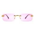 thumbnail image 2 of Art Nouveau Luxury 90s Rimless OG Narrow Rectangle Sunglasses Gold Solid Pink, 2 of 4