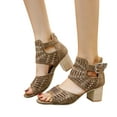 thumbnail image 6 of Nrmvnmi Summer Heels for Women Open Toe Boho Booties Cutout High Heel Chunky Block Sandals Brown Mothers Day Gifts, 6 of 8