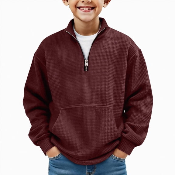 Gubotare Toddler Sweatshirt Boy Cute Sweatshirts for Girls And Boys Casual Fall Winter Fleece Sweatshirt Relaxed Casual Long Sleeve 3T 4T (Wine,3-4 Years)