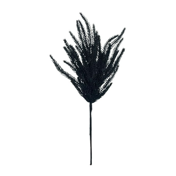 Halloween Black Conifer Branch 17.72in Artificial Pine Needle Pick, Bendable Gothic Decor for Spooky Wreaths Floral Arrangements
