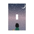 thumbnail image 1 of DouZhe 1-Gang Toggle Switch Wallplate, Fantasy Planet Stars Girl Cat Decorative Wall Plates, 1 of 7