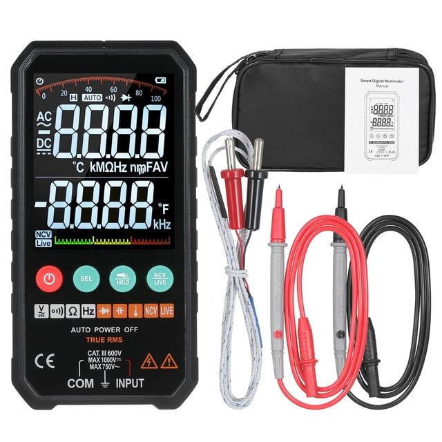 Mastfuyi Super Slim Palm Size 3.3-inch LCD Digital Multimeter 6000 Counts True RMS Universal Meter High Accuracy Smart Measure AC/DC Voltage Resistance Capacitance Frequency Continuity Diode