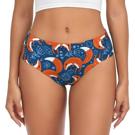 Sikiie Abstract Vintage Fox and Plants Women s High Waisted Cotton Underwear Soft Breathable Panties Stretch Briefs Seamless Ladies Panties-X-Small
