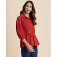 thumbnail image 3 of Moomaya Solid Peplum Style Regular Fit Top, Casual Smocked Shirt Top For Women, 3 of 8