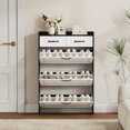 thumbnail image 6 of Kadyn Shoe Rack with 3 Doors, Shoe Organizer, White & Black Shoe Cabinet with 2 Drawers, Shoe Storage Cabinet for Living Room, Hallway, Entryway, 6 of 7