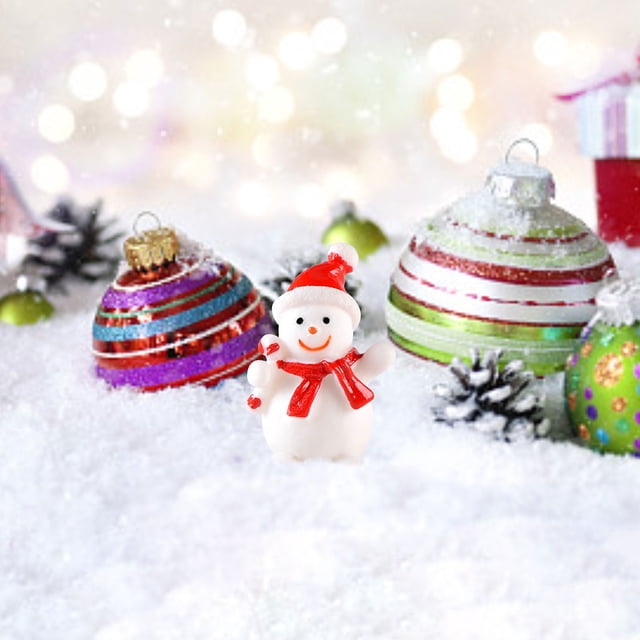 Xihbxyly Figuras de Muñeco de Nieve Navideño, Mini Adornos de Resina, Artesanía Pintada a Mano, Base Plana para Exhibir Fácilmente, Adornos Diy para Árboles de Navidad, Medias y Casas de Muñecas, Paq