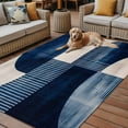 thumbnail image 2 of Fsddascl Navy Blue Boho Outdoor Rug for Patio/Deck/Porch, Non-Slip Large Area Rug 4 x 6 Ft, Geometric Stripe Abstract Art Indoor Outdoor Rugs Washable Area Rugs, Reversible Camping Rug Carpet Runner, 2 of 5
