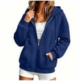 thumbnail image 2 of Chiccall Women's Quilted Texture Half Zip Hoodie Sweatshirt, Drawstring Hood Oversized Long Sleeve Loose Casual Pullover Jacket, 2 of 7