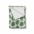 thumbnail image 2 of Green Leaf Soft Flannel Fleece Throw Blanket, Tropical Jungle Leaves Palm Trees of Hawaii Watercolor Style Summer Nature, Cozy Plush for Indoor and Outdoor Use, 70" x 90", Green White, by Ambesonne, 2 of 6