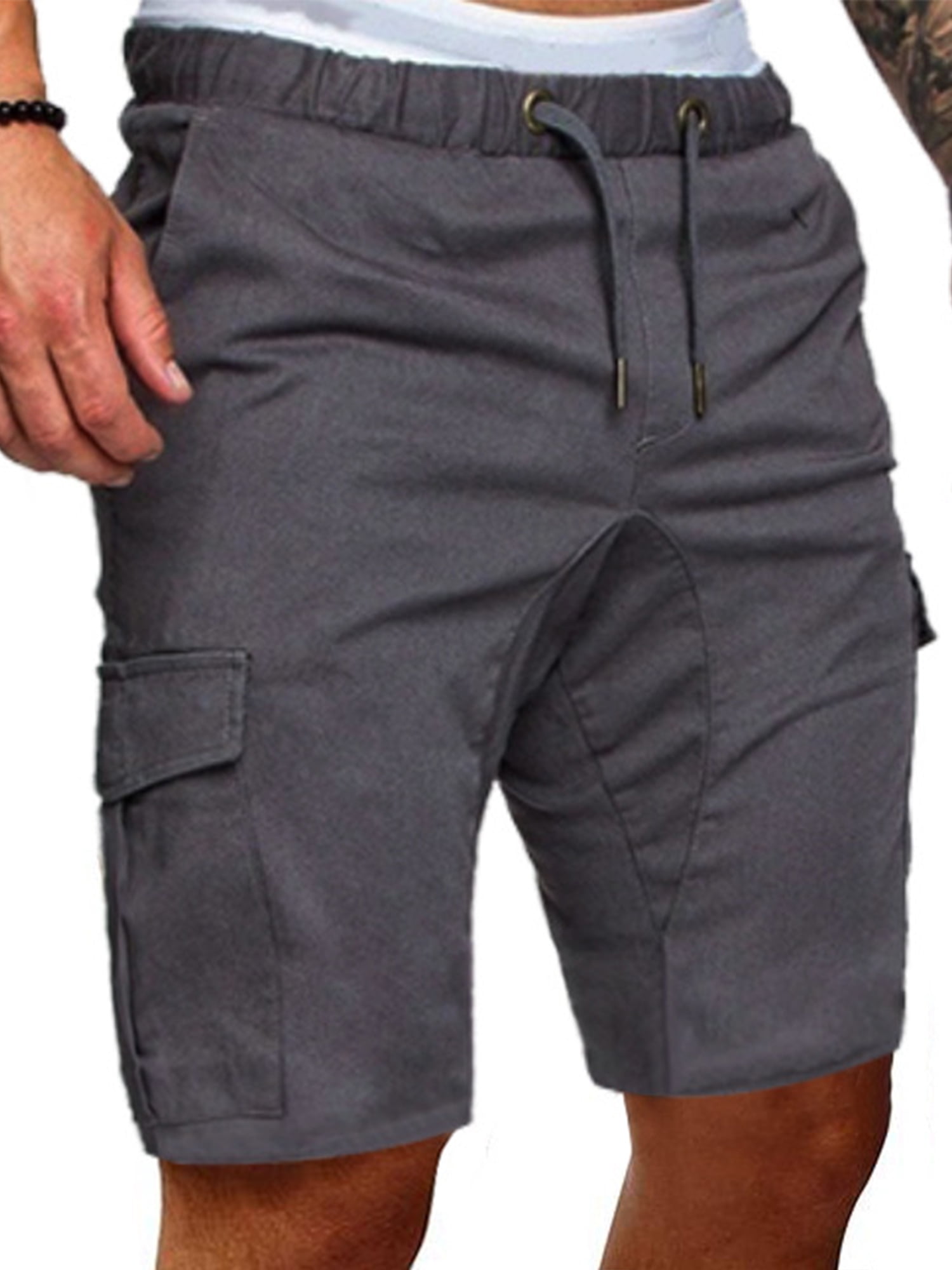 Avamo Mens Shorts Casual Drawstring Zipper Pockets Elastic Waist Cargo Shorts Relaxed Fit Casual 