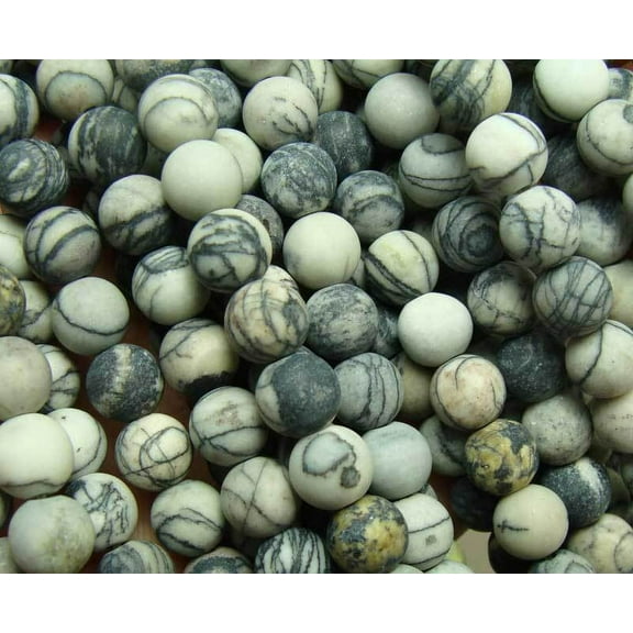 10mm 15.5 Inches Black Web Jasper Matte Round Beads Genuine Gemstone Natural Jewelry Making