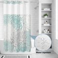 thumbnail image 2 of No Hook Shower Curtain, Aqua White Shower Curtains for Bathroom with See Through Top Window, Abstract Grey Chrysanthemum Flower Floral Waterproof & Washable Bath Curtain Small Stall 36"x78", 2 of 9
