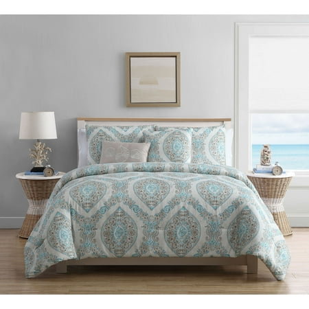 VCNY Home Sea Damask Reversible Comforter Set, Queen ...