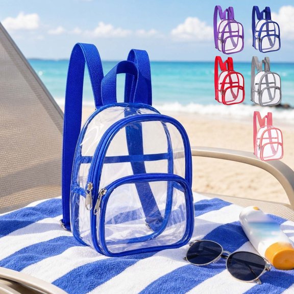 Beautynvta Clear Mini Backpack, Stadium Approved Transparent PVC Backpack, Lightweight See-Through Bag for Concerts, Sports Events & Travel