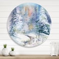 thumbnail image 2 of Designart 'Snowy River With Winter Landscape' Traditional Circle Metal Wall Art 11x11 - Disc of 11, 2 of 5