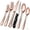 48pcs-Rose golden, variant on 40/48 Pcs Hammered Stainless Steel Flatware Set for 8, Mirror Polished, Dishwasher Safe