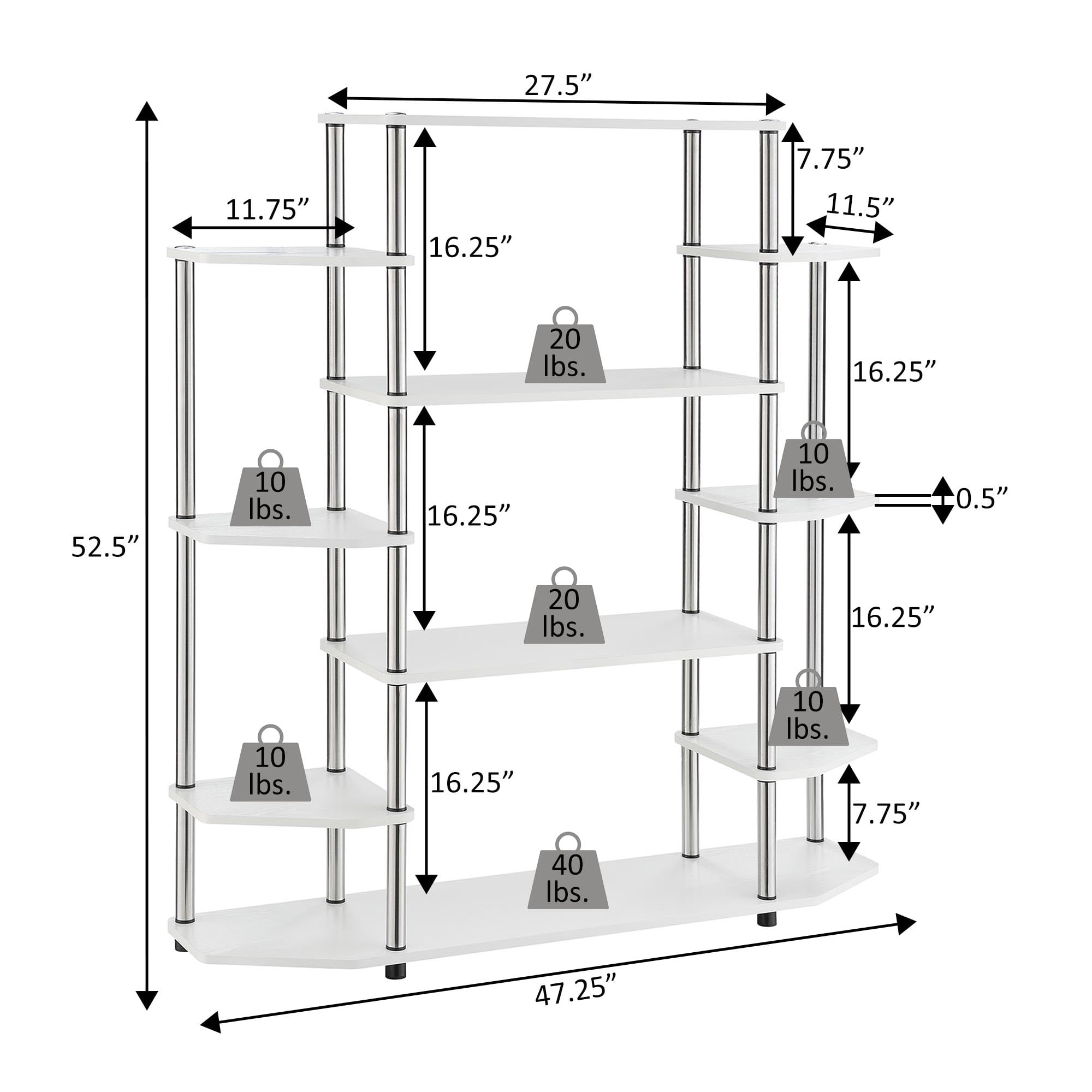 Convenience Concepts Designs2Go No Tools Wall Unit Bookshelf, Barnwood/Black Poles, All Ages