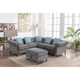 thumbnail image 3 of Pemberly Row Gray Velvet 5-Seater Sectional Sofa with Storage Ottoman, 3 of 3