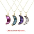 thumbnail image 2 of HOOUN Natural Crystal Cluster Stone Moon Pendant Gold-plated Sweater Jewelry Necklace-Blue, 2 of 5