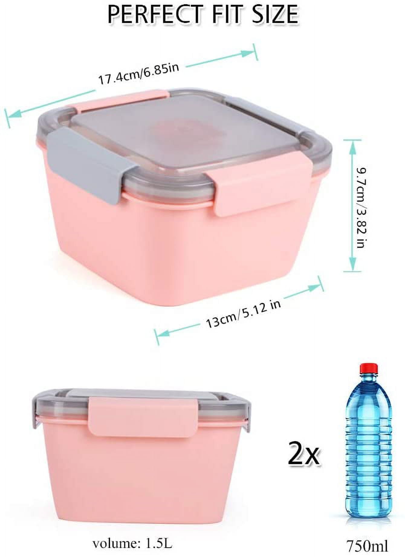 Vivimee 3 Pack Salad Containers To Go, 52 Oz & 38 Oz Large Containers,  3-Compartment with Dressing C…See more Vivimee 3 Pack Salad Containers To  Go