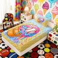 thumbnail image 5 of Erosebridal Pink Blue Drippy Baseball Cone Print Twin Sheet Sets, Fun Treats Bedding for Kids Boys and Girls, 1 Flat Sheet, 1 Fitted Sheet and 1 Pillowcase, 5 of 6