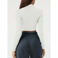 thumbnail image 5 of REORIA Women Base Layer Crop Top Mock Neck Long Sleeve Tops Slim Fit Ribbed Basic Pullover Cropped Shirts, 5 of 6