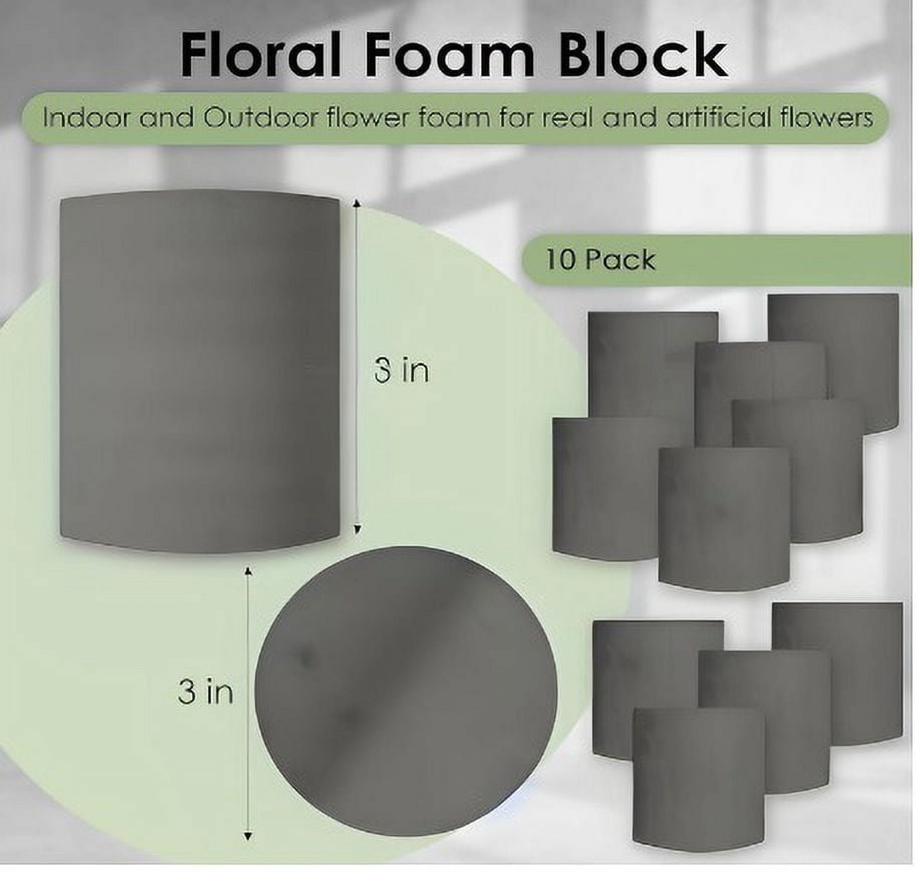 XCEL Floral Foam Block Unlike Any Other - Reusable Floral Blocks Flower Foam for Artificial Flower Arrangements (Gray - 3" x 3" Round (10 Pack))