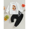 thumbnail image 2 of Bagilaanoe 2PCS Toddler Baby Boy Long Pants Set Letter Print Long Sleeve Sweatshirt Pullover Tops + Sweatpants 6M 12M 18M 24M 3T Kids Casual Sweatsuits, 2 of 8