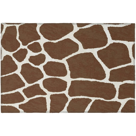 Addison Rugs Addison Safari Giraffe Animal Print Area Rug 1' 8" x 2' 6" - Coffee - Runner/Rectangle