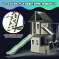 thumbnail image 6 of Sportspower Ladera Solar Wooden Swing Set with Clubhouse, Deck Lights, 2 Belt Swings, 2-Person Saucer Swing, 8ft Slide, Climbing Wall, & Bench/Table, FREE Anchors Included, 6 of 10