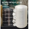 thumbnail image 3 of Hyoola, 2.75 x 5 Unscented Pearl White Brushed Metallic Rustic Pillar Candles, Paraffin Wax with Cotton Wicks, 6-Pack, 3 of 8